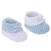 S432-B: Blue Cotton Bootees w/Bow